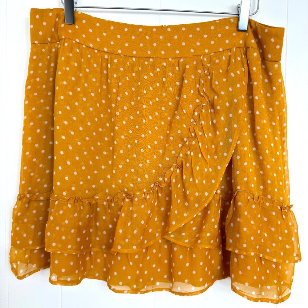 Sezane Carolina Mustard Yellow Polka Dot Ruffled Mini Skirt Size 46 NWOT - Picture 3 of 12